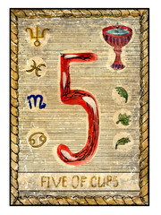 Poster - The old tarot card. Five of Cups