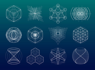 Wall Mural - sacred geometry symbols and elements set.