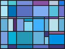 Multicolored Stained Glass Window With Irregular Block Pattern