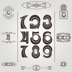 Wall Mural - set of vintage numbers