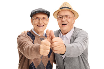 Canvas Print - Two old friends giving thumbs up