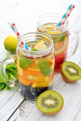 Wall Mural - Detox drinks with fresh fruits