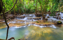 Waterfall Huay Mae Khamin In Kanchanaburi Province,Thailand