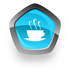 Poster - espresso blue metallic chrome web pentagon glossy icon