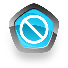Poster - access denied blue metallic chrome web pentagon glossy icon
