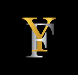 Canvas Print - YF initial letter with gold and silver