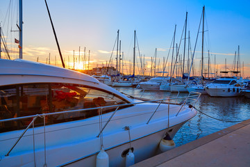 denia sunset in marina boats mediterranean spain