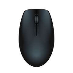 Black realistic computer mouse.