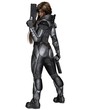 © Algol - Future Soldier, Black Female, Back View - science fiction illustration