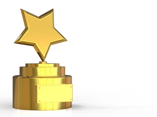 Wall Mural - 3d rendered gold star trophy