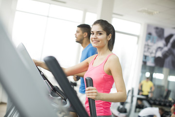 Wall Mural - Young multiracial people training in the gym