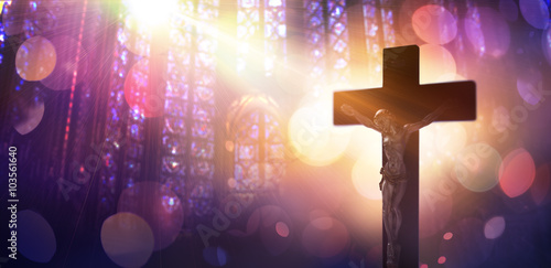 Fotografie, Tablou Crucified Christ - Symbol Of Faith Catholic