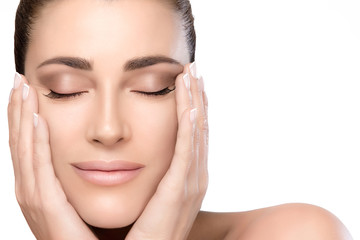 Wall Mural - beauty and skincare concept. natural young woman face