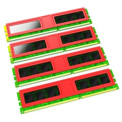 3d computer RAM memory kit  on white background