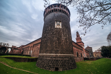 Fototapete - Milan, Italy: Sforza Castle, Castello Sforzesco