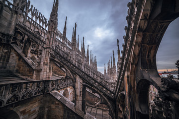 Fototapete - Milan, Italy: Gothic roof of Cathedral