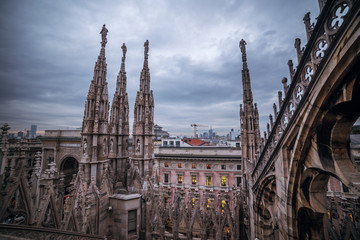 Fototapete - Milan, Italy: gothic roof of Cathedral