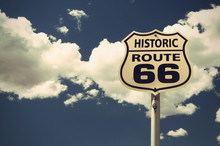 Historic Route 66 Sign, Vintage Filtered Style, Arizona, USA
