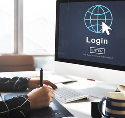 Wall Mural - log in profile enter global icon concept