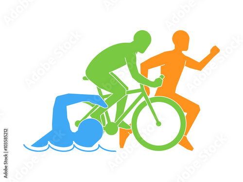 Fotomural Color vector linear and flat logo triathlon.