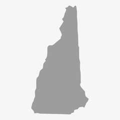 Aufkleber - Map of New Hampshire State in gray on a white background