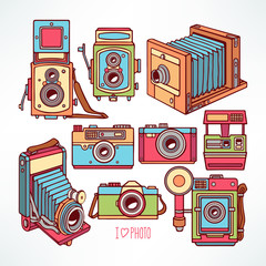 vintage colorful cameras