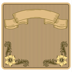 Wall Mural - Decorative floral frame of ornament and ribbon