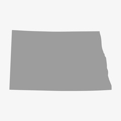 Poster - Map of North Dakota State in gray on a white background