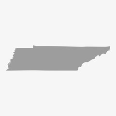 Poster - Map of Tennessee State in gray on a white background
