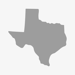 state of texas map in gray on a white background