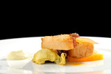 Fototapeta Tulipany - Plated freshly grilled pork bellies with vegetable