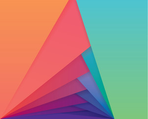 Sticker - colorful material design style wallpaper pattern. abstract overlapping shapes in multiple vibrant gr
