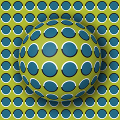 Wall Mural - polka dot ball rolling along the polka dot surface. abstract vector optical illusion illustration. e