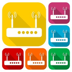 Poster - Router icons set with long shadow