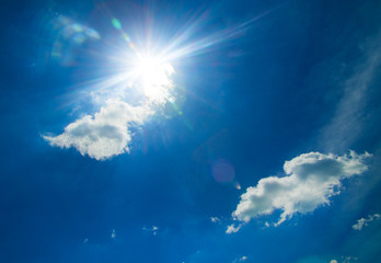 Wall Mural - sun at clear blue sky with copy space