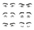 © kseniyaart - Set male eyes, looks straight up, squint with different facial expressions emotions of surprise, calm, fear, anger, contempt, squint, closed eyelids, serenity, part of the face, isolated vector