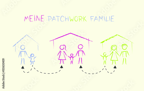 Meine Patchworkfamilie Haus Kaufen Sie Diese Vektorgrafik Und