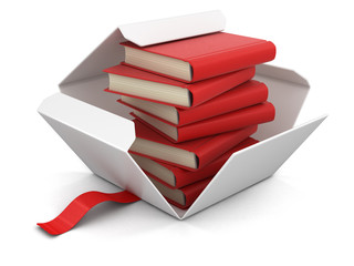 Open package with books. Image with clipping path