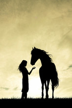 Girl And Horse Silhouette