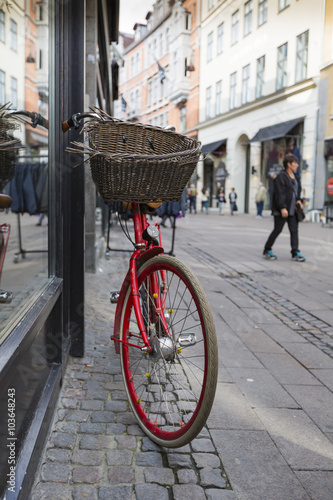 Classic vintage retro city bicycle in Copenhagen, Denmark Canvas Print