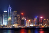 Fototapeta  - Night view of Hong Kong Island skyline from Kowloon side