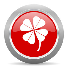Aufkleber - four-leaf clover red metallic chrome web circle glossy icon