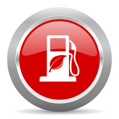 Poster - biofuel red metallic chrome web circle glossy icon