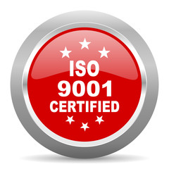 Aufkleber - iso 9001 red metallic chrome web circle glossy icon