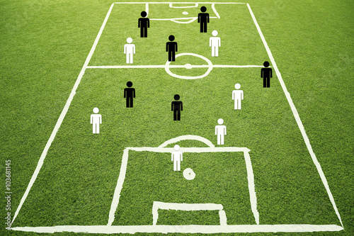 Soccer Game Play Strategy Plan Concept On Sketch Football Field