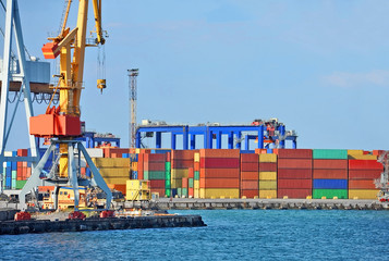 Port cargo crane and container