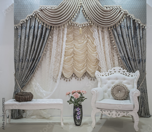 Fl Ornaments Lace Curtains Pelmet, White Luxury Curtains