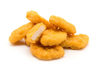 Wall Mural - Chicken nuggets isolated on white background