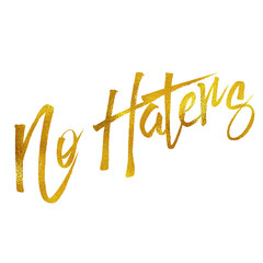 No Haters Gold Faux Foil Metallic Glitter Quote