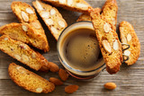 Fototapeta Na drzwi - Italian biscotti cookies with a cup of coffee